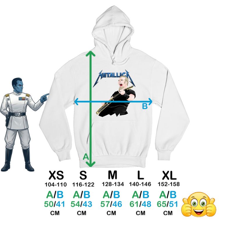 Fashion, accesorii si bijuterii - Copii - Imbracaminte copii - Pulovere si hanorace copii - Hanorac Copii Fete Metallica Merch James Hetfield, alb, marime L Copii - Infinity.ro