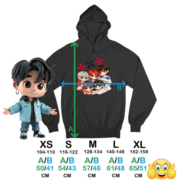 Fashion, accesorii si bijuterii - Copii - Imbracaminte copii - Pulovere si hanorace copii - Hanorac Copii Baieti Tomorrow X Together Kpop Merch, negru, marime XS Copii - Infinity.ro