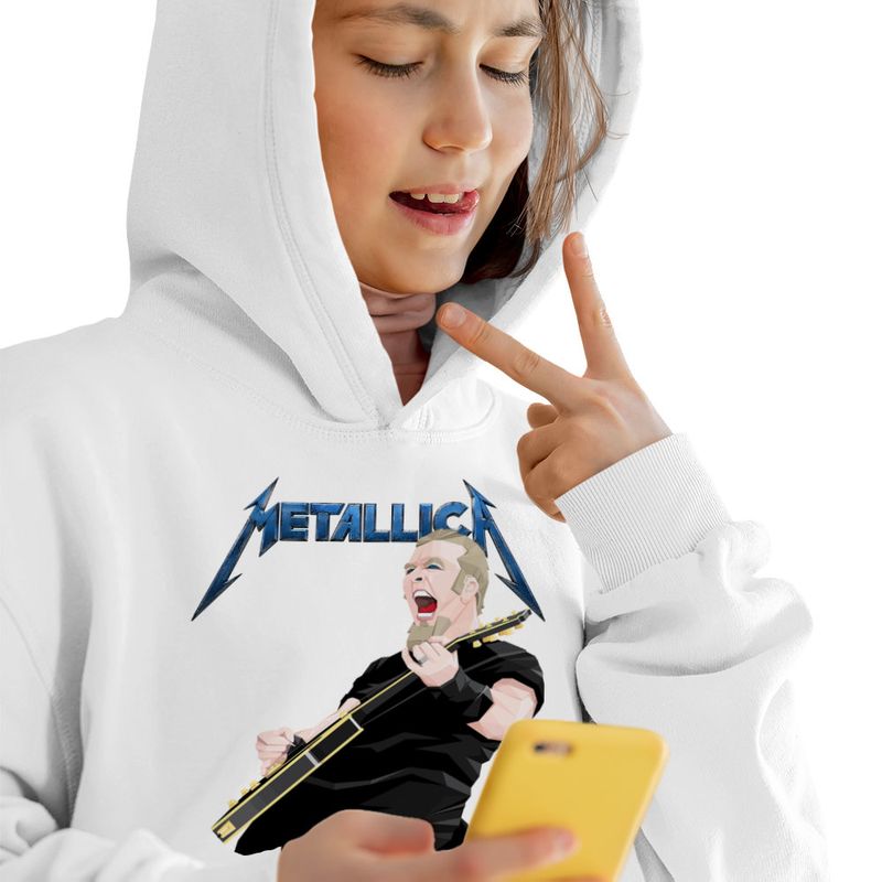 Fashion, accesorii si bijuterii - Copii - Imbracaminte copii - Pulovere si hanorace copii - Hanorac Copii Fete Metallica Merch James Hetfield, alb, marime L Copii - Infinity.ro
