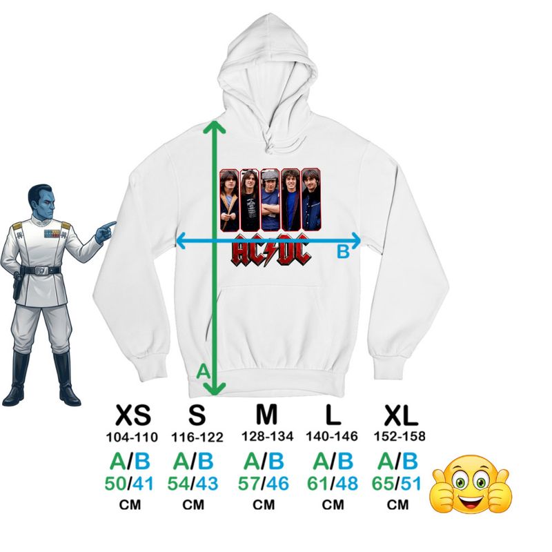 Fashion, accesorii si bijuterii - Copii - Imbracaminte copii - Pulovere si hanorace copii - Hanorac Copii Fete ACDC Merch All Gang AC/DC, alb, marime L Copii - Infinity.ro