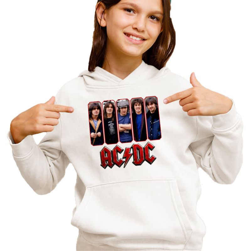 Fashion, accesorii si bijuterii - Copii - Imbracaminte copii - Pulovere si hanorace copii - Hanorac Copii Fete ACDC Merch All Gang AC/DC, alb, marime L Copii - Infinity.ro