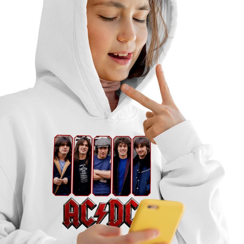 Fashion, accesorii si bijuterii - Copii - Imbracaminte copii - Pulovere si hanorace copii - Hanorac Copii Fete ACDC Merch All Gang AC/DC, alb, marime L Copii - Infinity.ro
