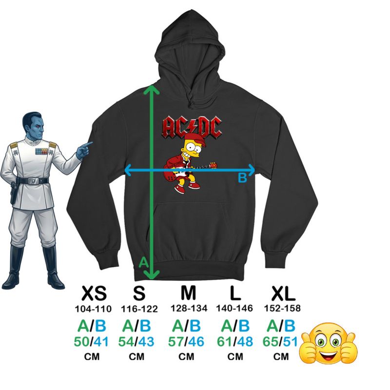 Fashion, accesorii si bijuterii - Copii - Imbracaminte copii - Pulovere si hanorace copii - Hanorac Copii Baieti ACDC The Simpsons Bart AC/DC Merch, negru, marime XS Copii - Infinity.ro