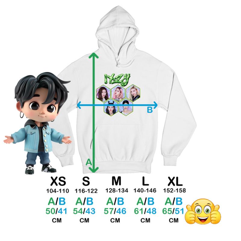 Fashion, accesorii si bijuterii - Copii - Imbracaminte copii - Pulovere si hanorace copii - Hanorac Copii Baieti Itzy Yuna Kpop Merch, alb, marime XL Copii - Infinity.ro
