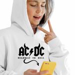 Fashion, accesorii si bijuterii - Copii - Imbracaminte copii - Pulovere si hanorace copii - Hanorac Copii Fete AC/DC Highway To Hell ACDC Merch, alb, marime S Copii - Infinity.ro