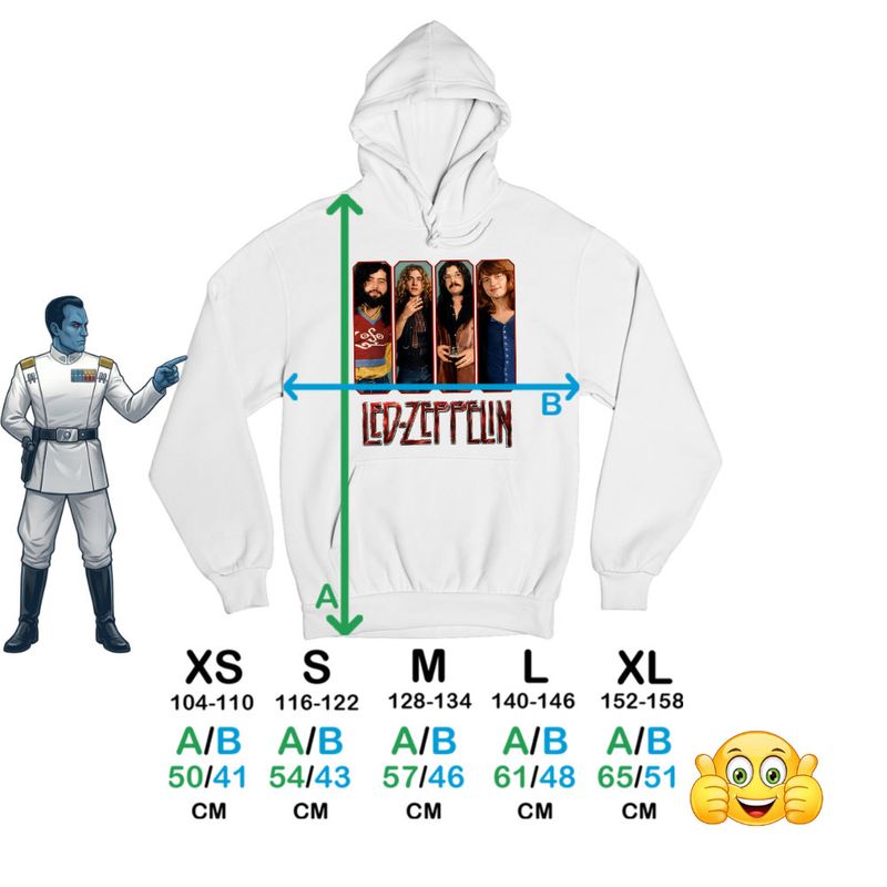 Fashion, accesorii si bijuterii - Copii - Imbracaminte copii - Pulovere si hanorace copii - Hanorac Copii Fete Led Zeppelin Legend Merch, alb, marime L Copii - Infinity.ro