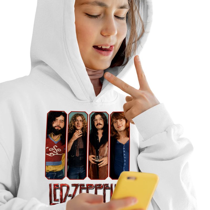 Fashion, accesorii si bijuterii - Copii - Imbracaminte copii - Pulovere si hanorace copii - Hanorac Copii Fete Led Zeppelin Legend Merch, alb, marime L Copii - Infinity.ro