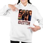 Fashion, accesorii si bijuterii - Copii - Imbracaminte copii - Pulovere si hanorace copii - Hanorac Copii Fete Led Zeppelin Legend Merch, alb, marime L Copii - Infinity.ro