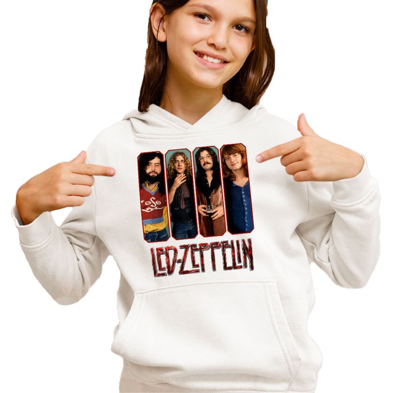 Fashion, accesorii si bijuterii - Copii - Imbracaminte copii - Pulovere si hanorace copii - Hanorac Copii Fete Led Zeppelin Legend Merch, alb, marime L Copii - Infinity.ro