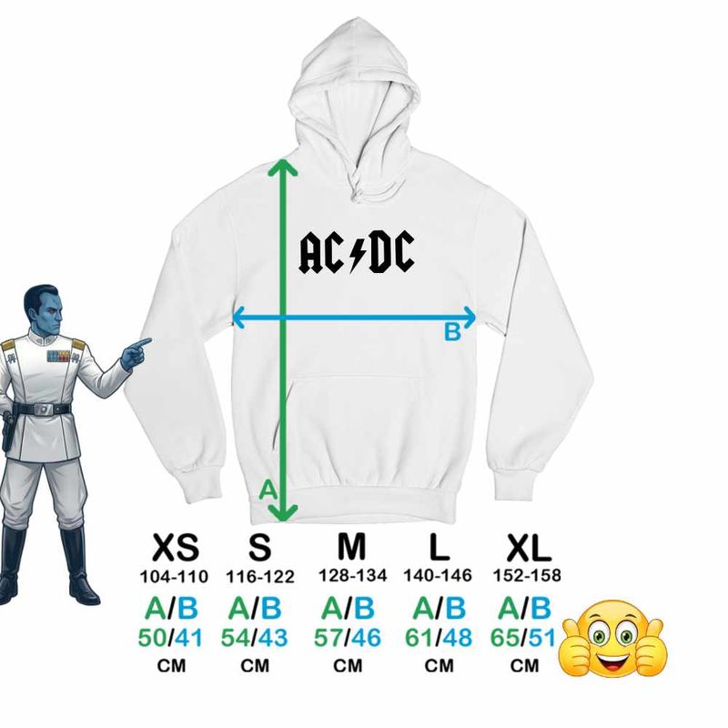 Fashion, accesorii si bijuterii - Copii - Imbracaminte copii - Pulovere si hanorace copii - Hanorac Copii Baieti AC/DC Merch ACDC, alb, marime S Copii - Infinity.ro