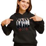Fashion, accesorii si bijuterii - Copii - Imbracaminte copii - Pulovere si hanorace copii - Hanorac Copii Fete Tomorrow X Together Kpop Party Merch, negru, marime L Copii - Infinity.ro