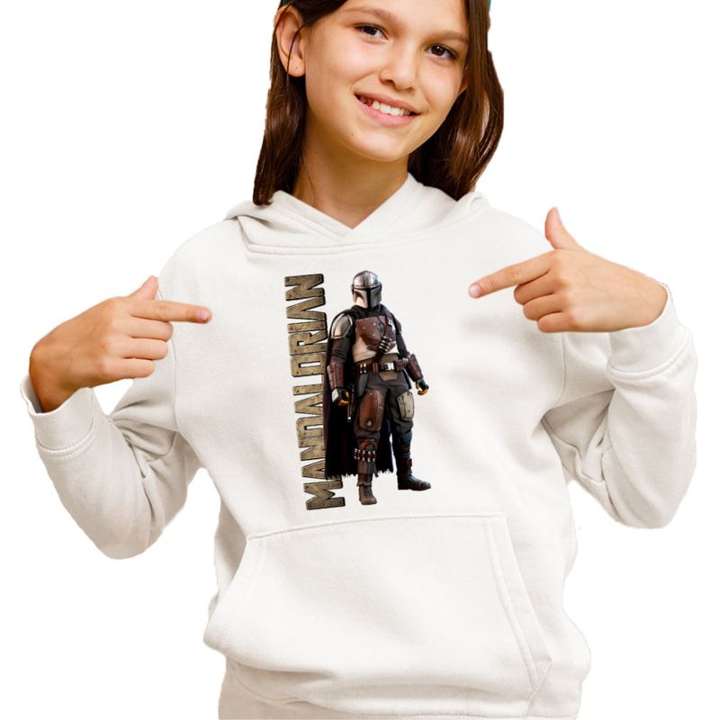 Fashion, accesorii si bijuterii - Copii - Imbracaminte copii - Pulovere si hanorace copii - Hanorac Copii Fete Star Wars Mandalorian, alb, marime S Copii - Infinity.ro