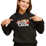 Fashion, accesorii si bijuterii - Copii - Imbracaminte copii - Pulovere si hanorace copii - Hanorac Copii Fete Red Velvet Cartoon Chibi Kpop, negru, marime S Copii - Infinity.ro