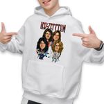 Fashion, accesorii si bijuterii - Copii - Imbracaminte copii - Pulovere si hanorace copii - Hanorac Copii Baieti Led Zeppelin Cartoon, alb, marime L Copii - Infinity.ro