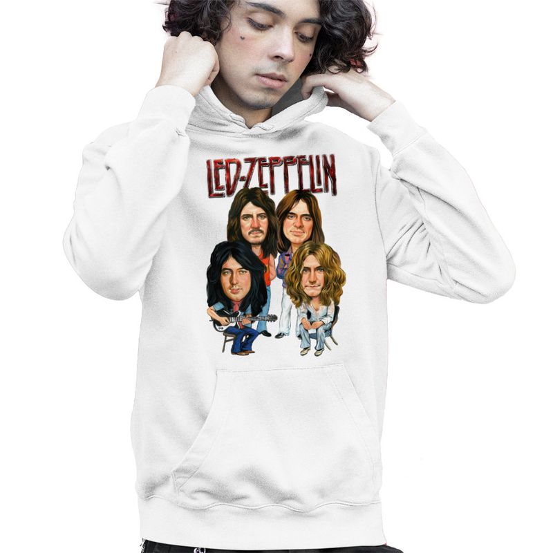 Fashion, accesorii si bijuterii - Copii - Imbracaminte copii - Pulovere si hanorace copii - Hanorac Copii Baieti Led Zeppelin Cartoon, alb, marime L Copii - Infinity.ro