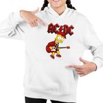 Fashion, accesorii si bijuterii - Copii - Imbracaminte copii - Pulovere si hanorace copii - Hanorac Copii Fete ACDC The Simpsons Bart AC/DC Merch, alb, marime XL Copii - Infinity.ro