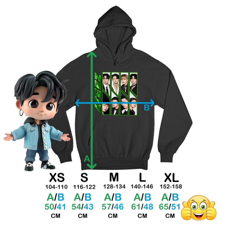 Fashion, accesorii si bijuterii - Copii - Imbracaminte copii - Pulovere si hanorace copii - Hanorac Copii Baieti Ateez Song Min-gi Kpop Merch, negru, marime XS Copii - Infinity.ro