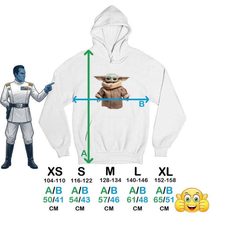 Fashion, accesorii si bijuterii - Copii - Imbracaminte copii - Pulovere si hanorace copii - Hanorac Copii Baieti Baby Yoda Grogu Mandalorian Star Wars, alb, marime XL Copii - Infinity.ro