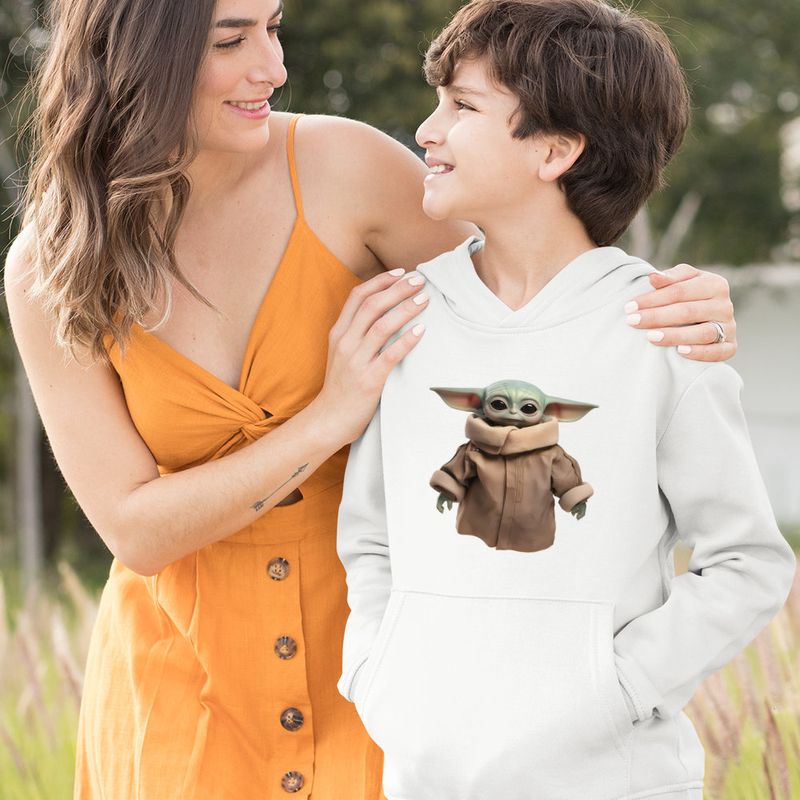 Fashion, accesorii si bijuterii - Copii - Imbracaminte copii - Pulovere si hanorace copii - Hanorac Copii Baieti Baby Yoda Grogu Mandalorian Star Wars, alb, marime XL Copii - Infinity.ro