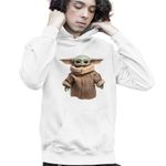 Fashion, accesorii si bijuterii - Copii - Imbracaminte copii - Pulovere si hanorace copii - Hanorac Copii Baieti Baby Yoda Grogu Mandalorian Star Wars, alb, marime XL Copii - Infinity.ro
