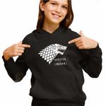 Fashion, accesorii si bijuterii - Copii - Imbracaminte copii - Pulovere si hanorace copii - Hanorac Copii Fete Game of Thrones Winter is Coming House Stark, negru, marime L Copii - Infinity.ro