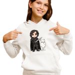 Fashion, accesorii si bijuterii - Copii - Imbracaminte copii - Pulovere si hanorace copii - Hanorac Copii Fete Game of Thrones Jon Snow Ghost Wolf, alb, marime L Copii - Infinity.ro