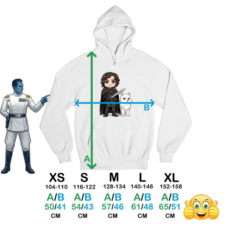 Fashion, accesorii si bijuterii - Copii - Imbracaminte copii - Pulovere si hanorace copii - Hanorac Copii Fete Game of Thrones Jon Snow Ghost Wolf, alb, marime L Copii - Infinity.ro