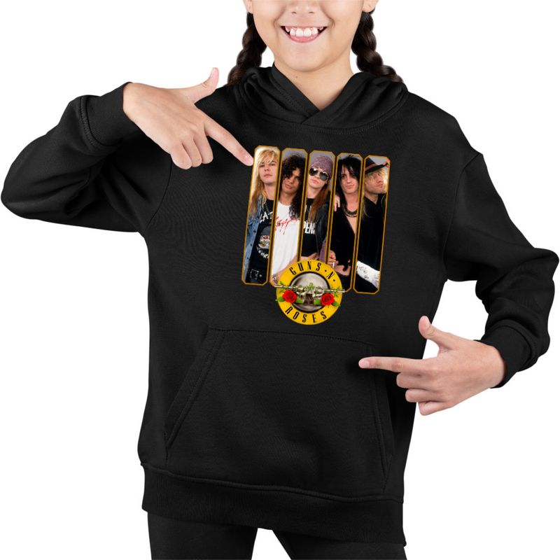 Fashion, accesorii si bijuterii - Copii - Imbracaminte copii - Pulovere si hanorace copii - Hanorac Copii Fete Guns N Roses Merch, negru, marime XS Copii - Infinity.ro