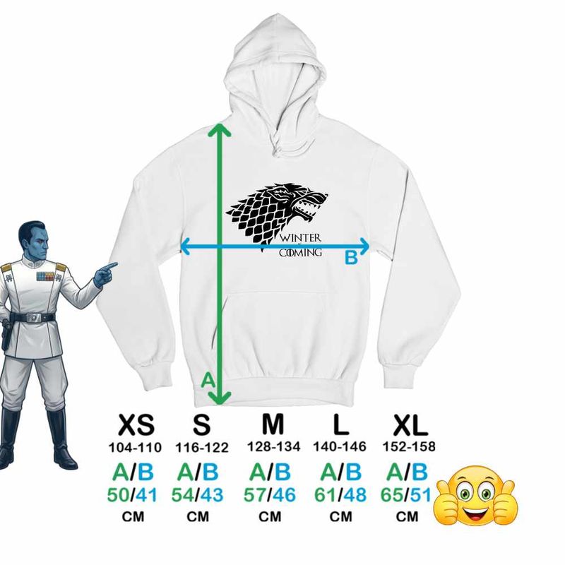 Fashion, accesorii si bijuterii - Copii - Imbracaminte copii - Pulovere si hanorace copii - Hanorac Copii Baieti Game of Thrones Winter is Coming House Stark, alb, marime XS Copii - Infinity.ro