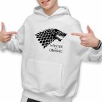 Fashion, accesorii si bijuterii - Copii - Imbracaminte copii - Pulovere si hanorace copii - Hanorac Copii Baieti Game of Thrones Winter is Coming House Stark, alb, marime XS Copii - Infinity.ro