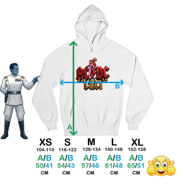 Fashion, accesorii si bijuterii - Copii - Imbracaminte copii - Pulovere si hanorace copii - Hanorac Copii Fete AC/DC Luci Merch ACDC, alb, marime S Copii - Infinity.ro