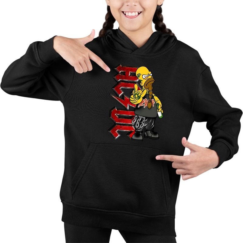 Fashion, accesorii si bijuterii - Copii - Imbracaminte copii - Pulovere si hanorace copii - Hanorac Copii Fete AC/DC The Simpsons Homer ACDC Merch, negru, marime XL Copii - Infinity.ro