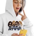 Fashion, accesorii si bijuterii - Copii - Imbracaminte copii - Pulovere si hanorace copii - Hanorac Copii Fete Megadeth Cartoon Chibi, alb, marime S Copii - Infinity.ro