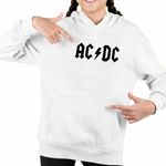 Fashion, accesorii si bijuterii - Copii - Imbracaminte copii - Pulovere si hanorace copii - Hanorac Copii Fete AC/DC Merch ACDC, alb, marime XS Copii - Infinity.ro