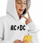 Fashion, accesorii si bijuterii - Copii - Imbracaminte copii - Pulovere si hanorace copii - Hanorac Copii Fete AC/DC Merch ACDC, alb, marime XS Copii - Infinity.ro