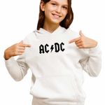 Fashion, accesorii si bijuterii - Copii - Imbracaminte copii - Pulovere si hanorace copii - Hanorac Copii Fete AC/DC Merch ACDC, alb, marime XS Copii - Infinity.ro