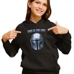 Fashion, accesorii si bijuterii - Copii - Imbracaminte copii - Pulovere si hanorace copii - Hanorac Copii Fete Mandalorian Star Wars, negru, marime XL Copii - Infinity.ro