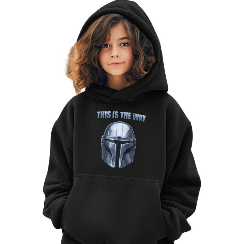 Fashion, accesorii si bijuterii - Copii - Imbracaminte copii - Pulovere si hanorace copii - Hanorac Copii Fete Mandalorian Star Wars, negru, marime XL Copii - Infinity.ro