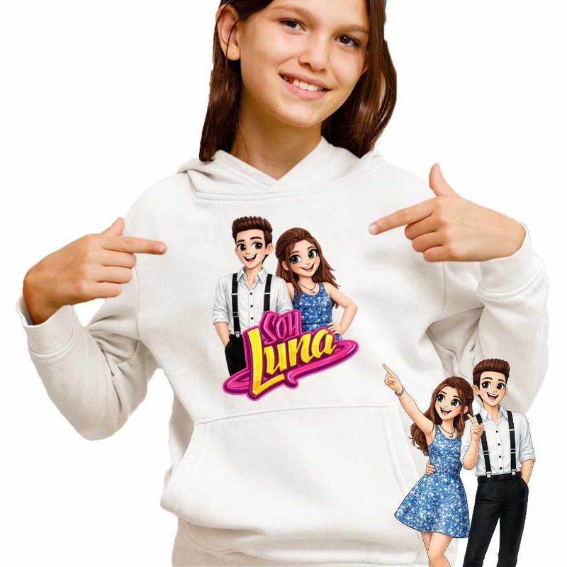 Fashion, accesorii si bijuterii - Copii - Imbracaminte copii - Pulovere si hanorace copii - Hanorac Copii Fete Soy Luna Cartoon, alb, marime S Copii - Infinity.ro