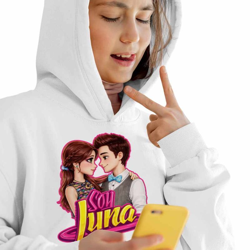 Fashion, accesorii si bijuterii - Copii - Imbracaminte copii - Pulovere si hanorace copii - Hanorac Copii Fete Soy Luna Valente Love, alb, marime XL Copii - Infinity.ro