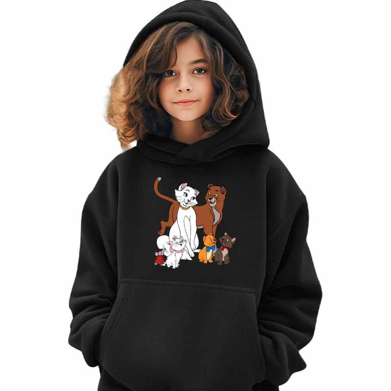 Fashion, accesorii si bijuterii - Copii - Imbracaminte copii - Pulovere si hanorace copii - Hanorac Copii Fete Pisicile Aristocrate Ducesa Familie, negru, marime S Copii - Infinity.ro