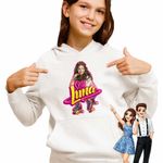 Fashion, accesorii si bijuterii - Copii - Imbracaminte copii - Pulovere si hanorace copii - Hanorac Copii Fete Soy Luna Happy Life, alb, marime S Copii - Infinity.ro