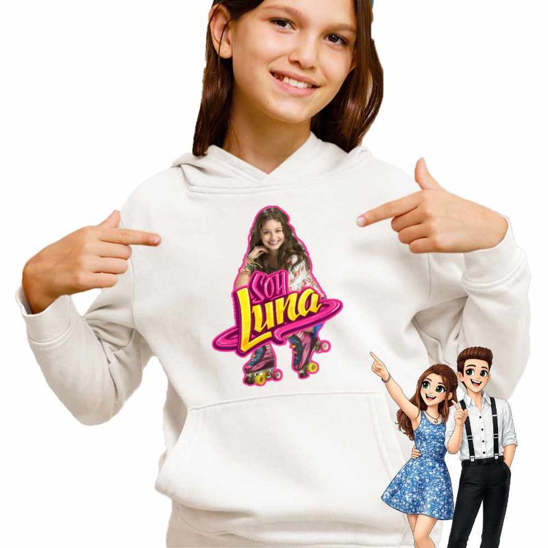 Fashion, accesorii si bijuterii - Copii - Imbracaminte copii - Pulovere si hanorace copii - Hanorac Copii Fete Soy Luna Happy Life, alb, marime S Copii - Infinity.ro
