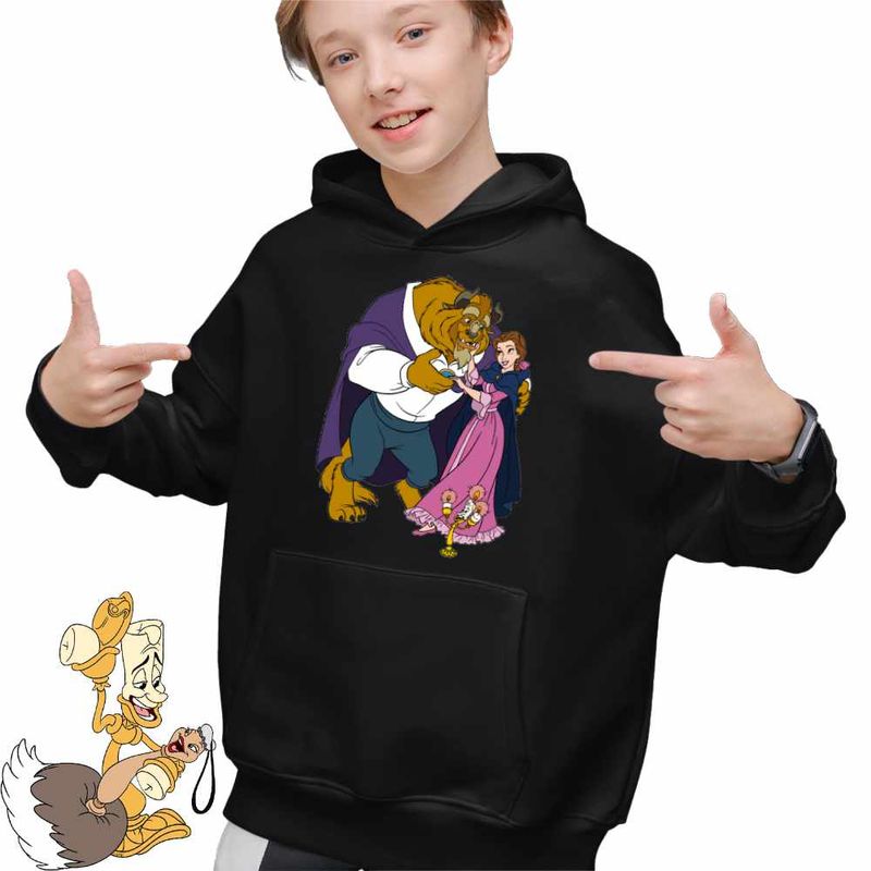 Fashion, accesorii si bijuterii - Copii - Imbracaminte copii - Pulovere si hanorace copii - Hanorac Copii Baieti Frumoasa si Bestia, negru, marime L Copii - Infinity.ro