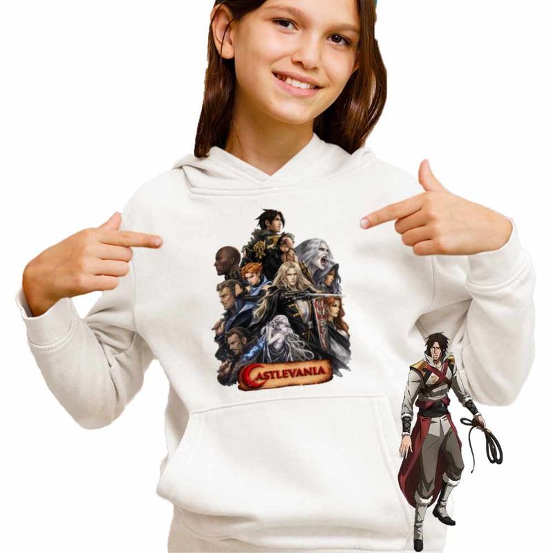 Fashion, accesorii si bijuterii - Copii - Imbracaminte copii - Pulovere si hanorace copii - Hanorac Copii Fete Castlevania Vampire Hunters, alb, marime M Copii - Infinity.ro