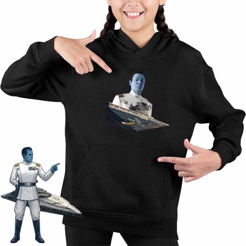 Fashion, accesorii si bijuterii - Copii - Imbracaminte copii - Pulovere si hanorace copii - Hanorac Copii Fete Thrawn Imperial Star Wars Destroyer Grand Admiral, negru, marime M Copii - Infinity.ro