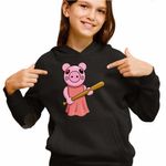 Fashion, accesorii si bijuterii - Copii - Imbracaminte copii - Pulovere si hanorace copii - Hanorac Copii Fete Roblox Piggy Pigy, negru, marime S Copii - Infinity.ro