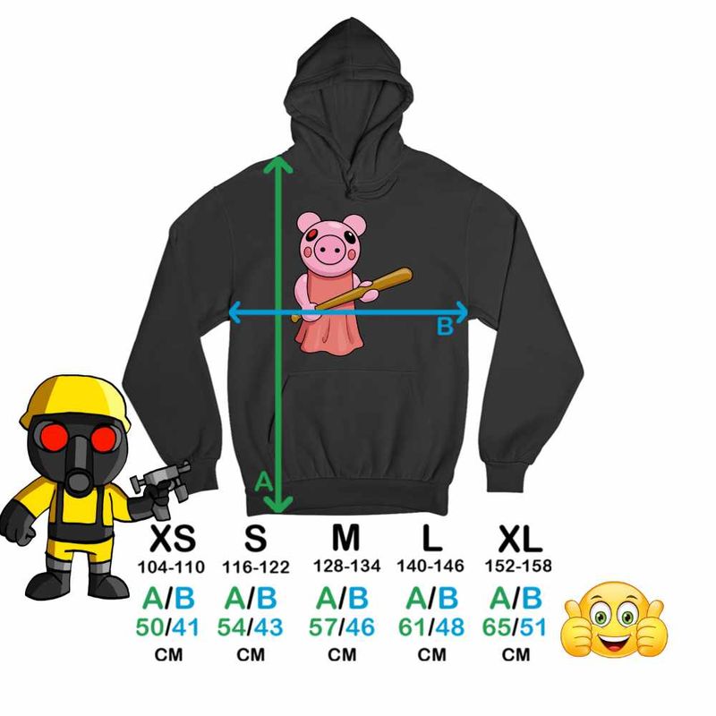 Fashion, accesorii si bijuterii - Copii - Imbracaminte copii - Pulovere si hanorace copii - Hanorac Copii Fete Roblox Piggy Pigy, negru, marime S Copii - Infinity.ro