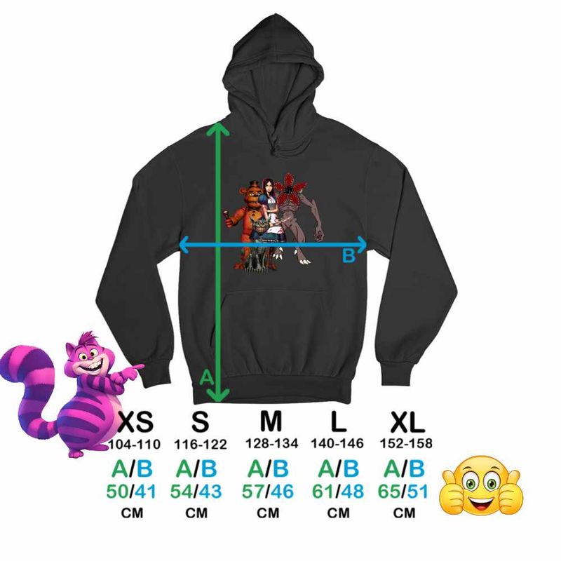 Fashion, accesorii si bijuterii - Copii - Imbracaminte copii - Pulovere si hanorace copii - Hanorac Copii Fete Alice Fnaf Stranger Things Horror Madness, negru, marime S Copii - Infinity.ro