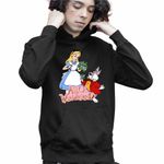 Fashion, accesorii si bijuterii - Copii - Imbracaminte copii - Pulovere si hanorace copii - Hanorac Copii Baieti Alice Tara Minunilor Iepure, negru, marime S Copii - Infinity.ro
